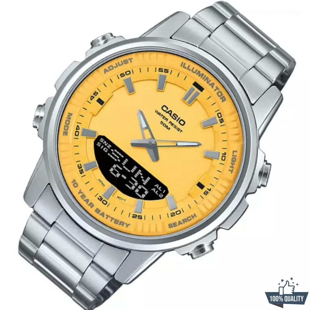 YW-22110 Silver Yellow Dial Watch.