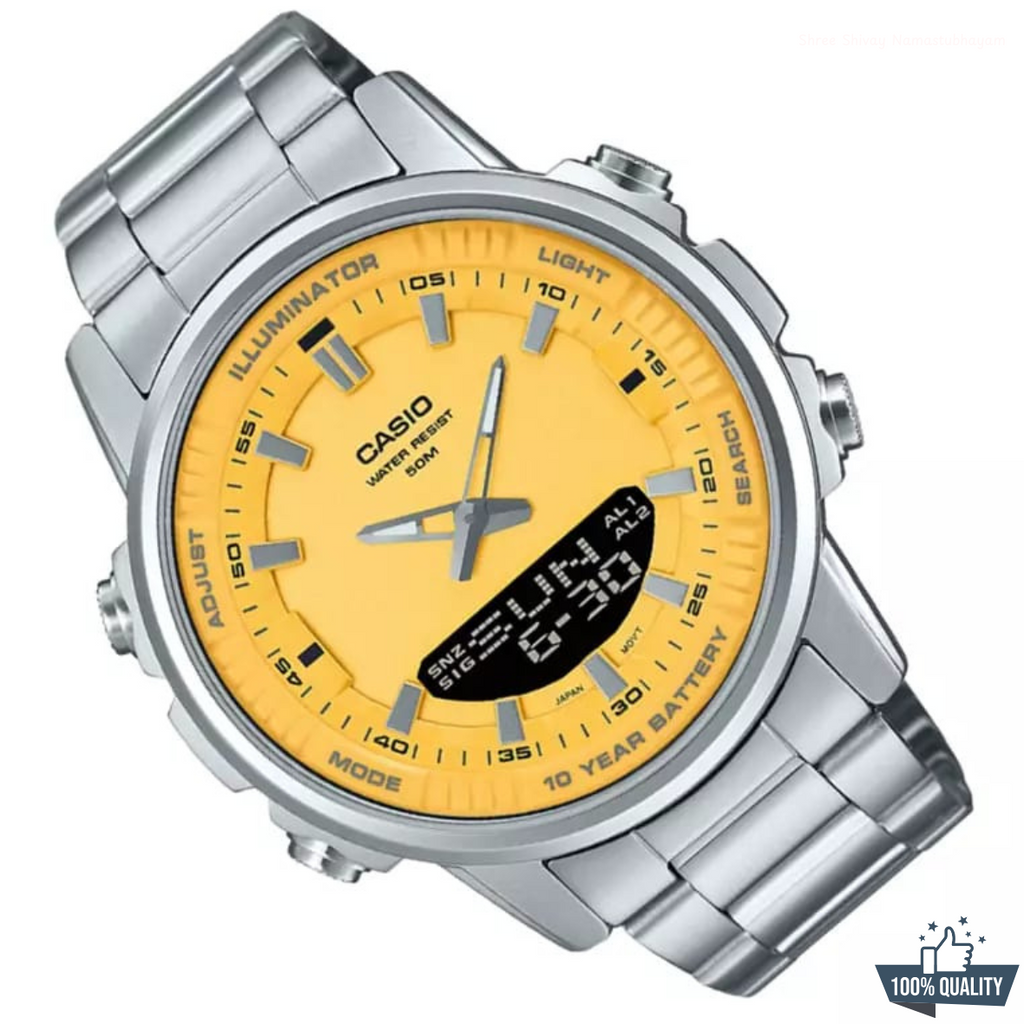 YW-22110 Silver Yellow Dial Watch.
