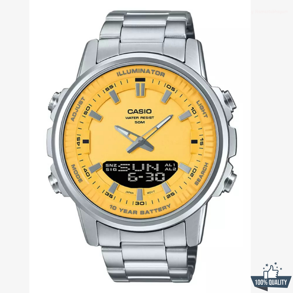 YW-22110 Silver Yellow Dial Watch.