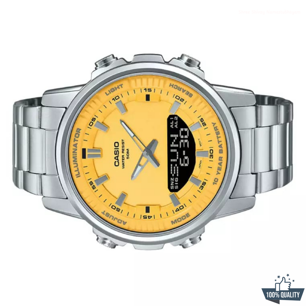 YW-22110 Silver Yellow Dial Watch.